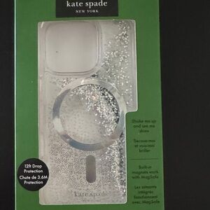 kate spade Clear Silver Glitter MagSafe Liquid Glitter Phone Case